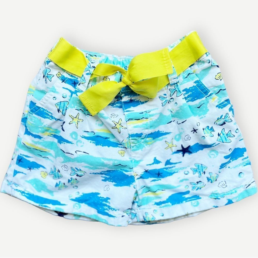 Carter’s Girls Kids Ocean & Beach Print Belted Cotton Shorts. 5. 5T.